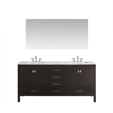Eviva Aberdeen 84″ Transitional Double Sink Bathroom Vanity w/ White Carrara Top Vanity Eviva Espresso